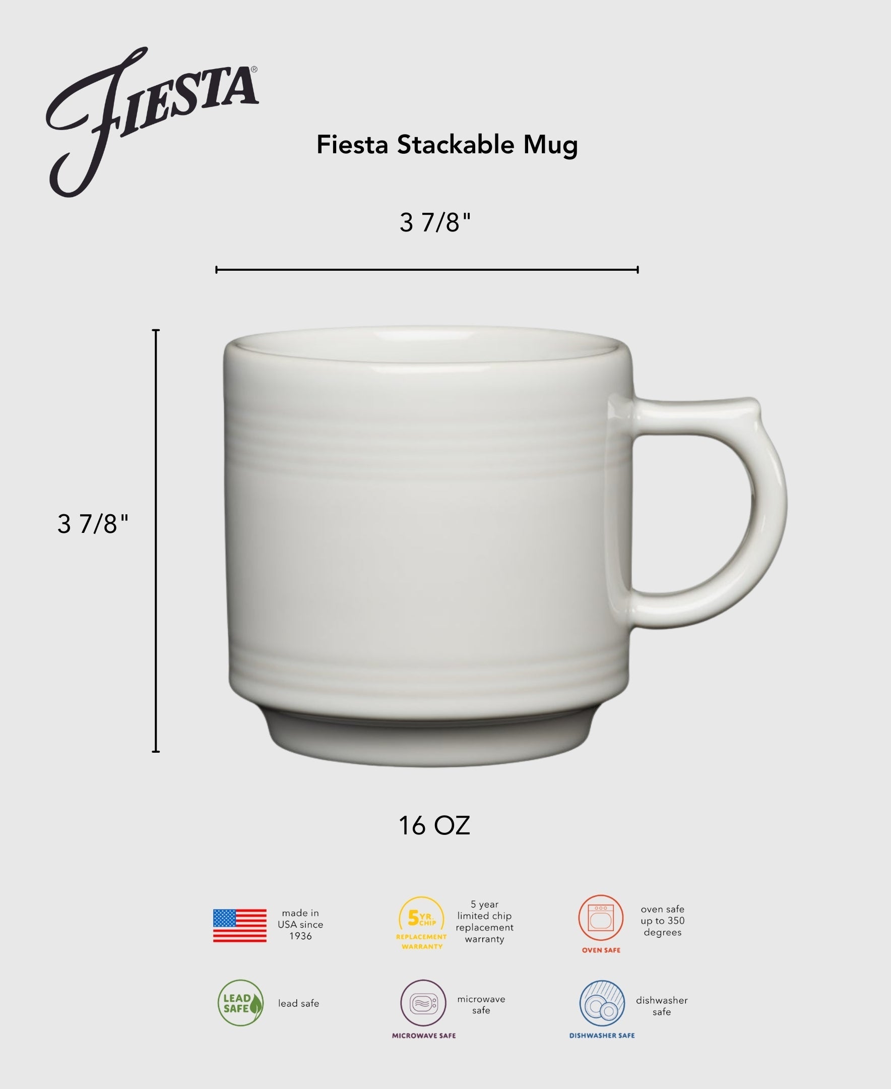 Fiesta Dinnerware - Lavender 16 OZ Stackable Mug - Image 3