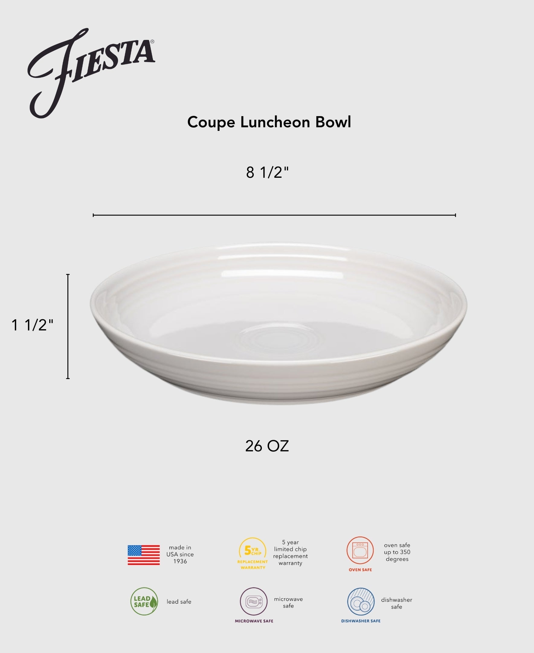 Fiesta Dinnerware - Coupe 8 1/2 Inch Luncheon Bowl 26 OZ Foundry - Image 2