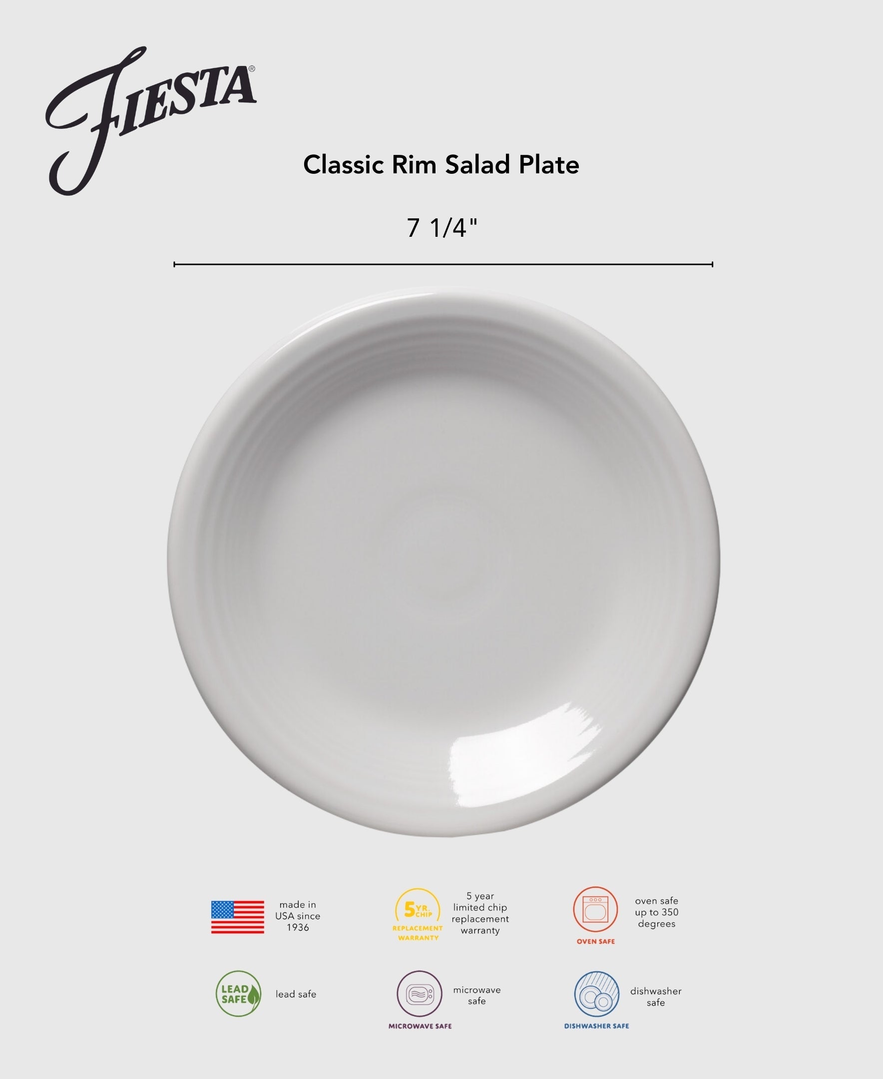 Fiesta Dinnerware - Classic Rim 7 1/4 Inch Salad Plate - Image 5