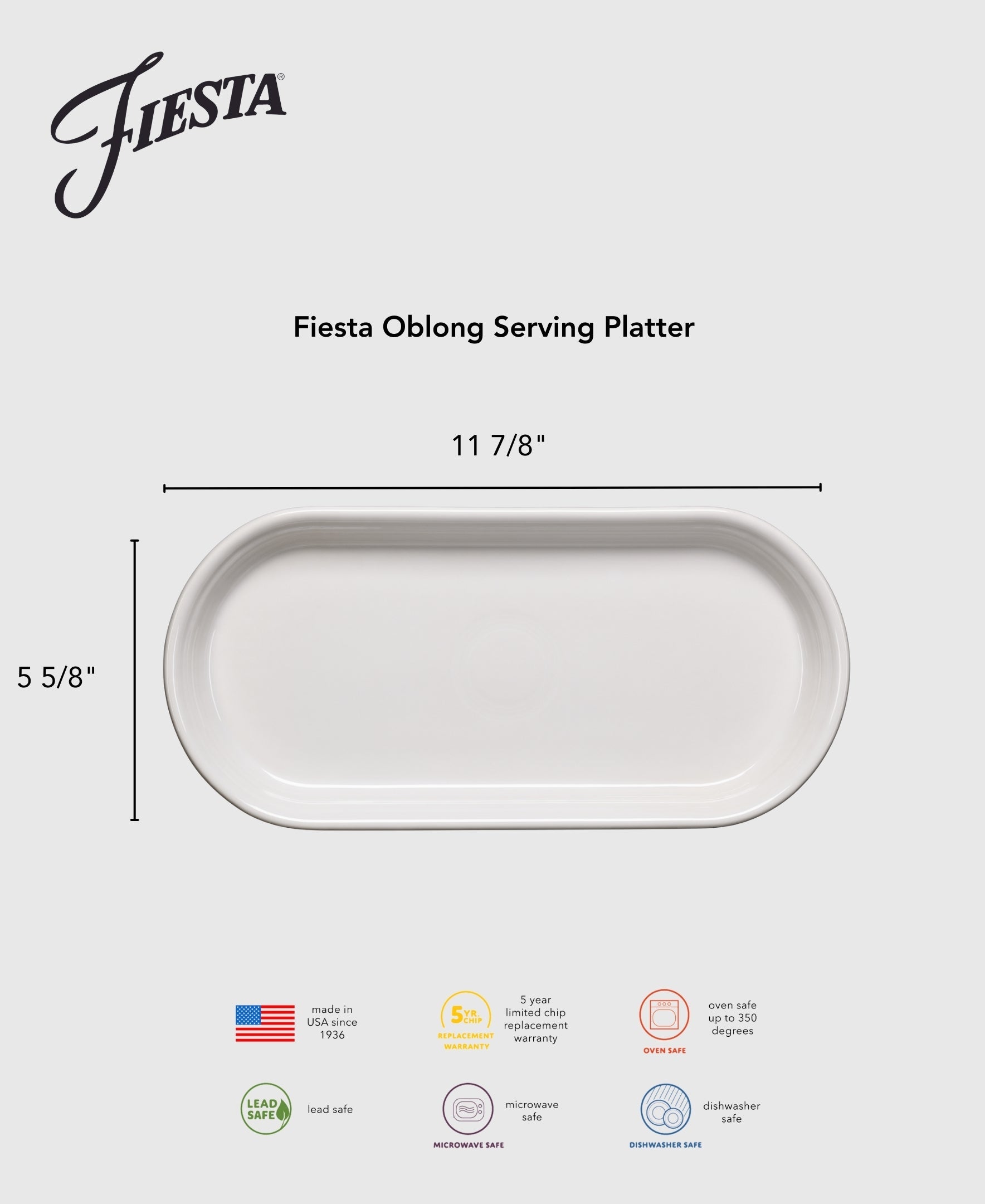Fiesta Dinnerware - Fiesta 11 7/8 Inch Oblong Serving Platter - Image 5
