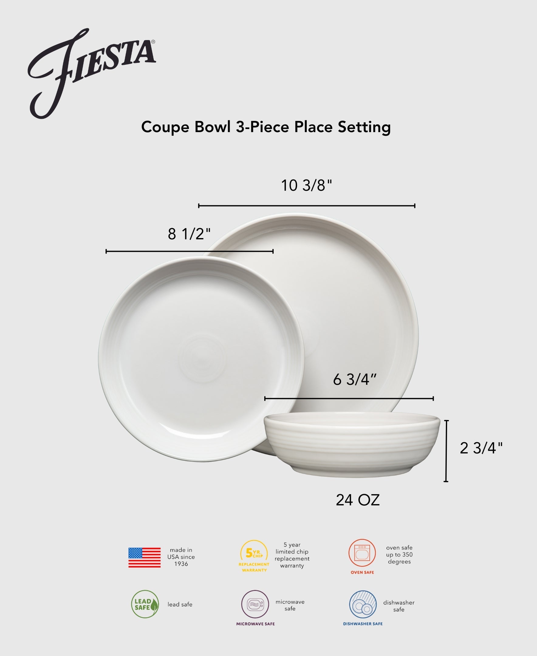 Fiesta Dinnerware - Lavender Coupe Bowl 3-Piece Place Setting - Image 2